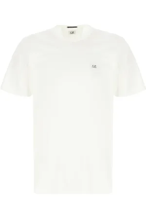 C.P. Company Koszulki, Mężczyzna, Biały, L, Bawełna, Casualowy bawełniany T-shirt