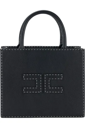 Elisabetta Franchi Torebki, Kobieta, Czarny, ONE SIZE, Poliester, Czarna torebka typu tote w małym rozmiarze
