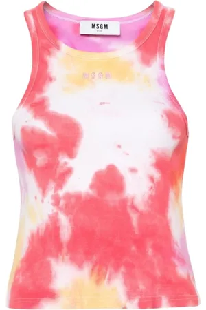 Msgm Koszulki, Kobieta, Wielobarwność, M, Bawełna, Prążkowany Top na Ramiączkach Tie-Dye