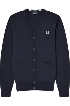 Fred Perry Swetry, Mężczyzna, Niebieski, S, Bawełna, Klasyczny Kardigan