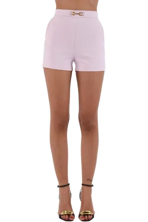 Elisabetta Franchi Szorty, Kobieta, Różowy, 2XL, Poliester, Szorty z krepiny z złotymi detalami