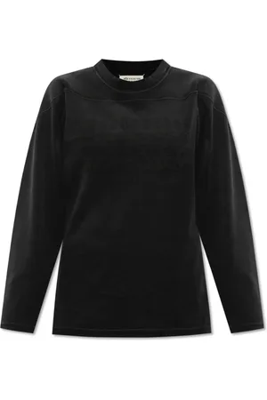 Maison Margiela Bluzy, Kobieta, Czarny, L, Bawełna, Bluza z haftowanym logo