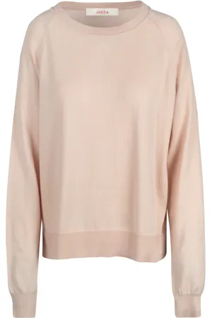 Jucca Bluzy, Kobieta, Różowy, M, Bawełniany Sweter z Okrągłym Dekoltem i Długim Rękawem