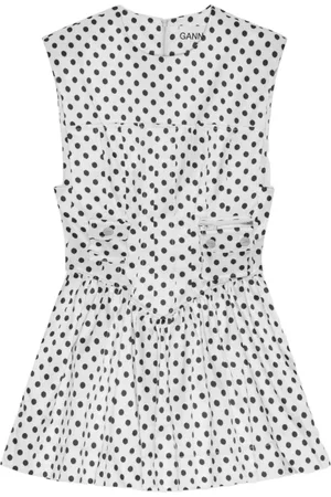 Ganni Sukienki, Kobieta, Biały, S, Sukienka w Groszki Bianco Ss 25