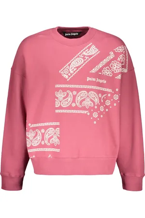 Palm Angels Bluzy, Mężczyzna, Różowy, S, Bawełna, Bawełniana bluza z nadrukiem z przodu