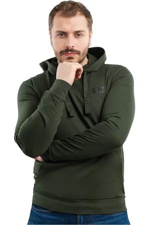 EA7 Bluzy, Mężczyzna, Zielony, L, Bawełna, Hoodie