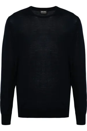 Ermenegildo Zegna Swetry, Mężczyzna, Niebieski, S, Wełna, Sweter B09 z okrągłym dekoltem