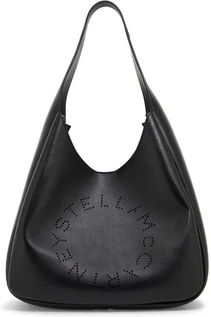 Stella McCartney Torebki, Kobieta, Czarny, ONE SIZE, Zamsz, Torba z perforowanym logo