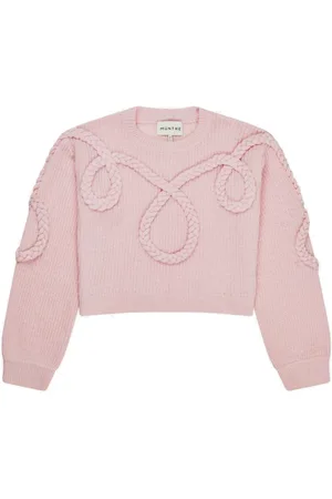 Munthe Swetry, Kobieta, Różowy, XL, Elegancki sweter dziergany w stylu western
