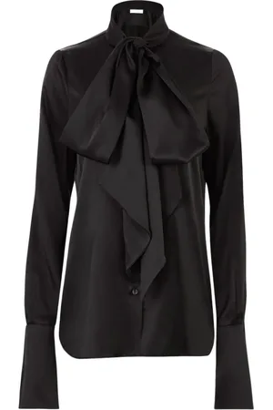 Nina Ricci Bluzki, Kobieta, Czarny, M, Satynowa Koszula z Żabotem