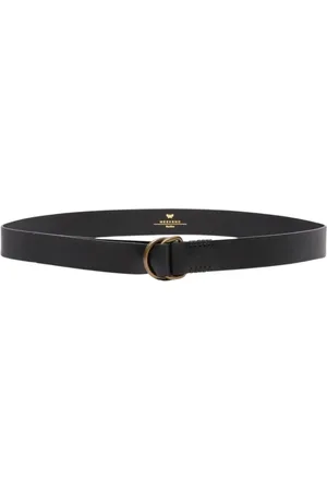 Max Mara Akcesoria, Kobieta, Czarny, S, Skóra, Elegancki skórzany pasek z podwójną klamrą O-ring