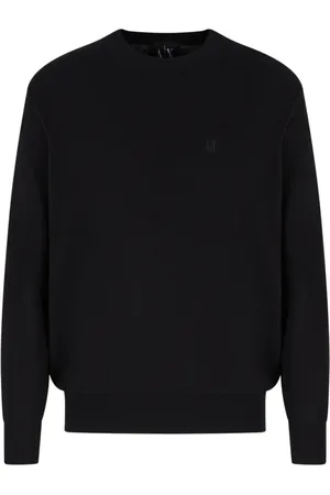 Armani Exchange Swetry, Mężczyzna, Czarny, 2XL, Bawełna, Czarny Sweter Z Dzianiny Elegancki Wygodny Nowoczesny