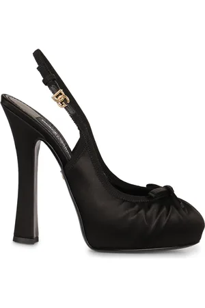 Dolce & Gabbana Buty, Kobieta, Czarny, 38 1/2 EU, Satin Slingback Obcasy z Kokardą