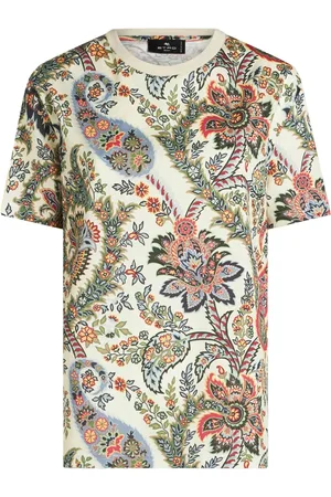 Etro Koszulki, Kobieta, Wielobarwność, S, Bawełna, Bawełniana koszulka z kwiatowym wzorem paisley