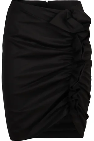 Nina Ricci Spódnice, Kobieta, Czarny, S, Wełna, Mini spódnica z drapowanej wełny