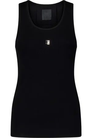 Givenchy Koszulki, Kobieta, Czarny, S, Czarny Top z Metalicznym Logo