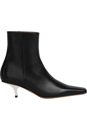 Marni Buty, Kobieta, Czarny, 37 1/2 EU, Skóra, Skórzane Botki na Szpilce w Kolorze Srebrnym