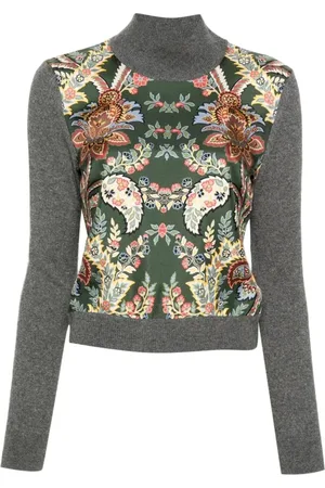 Etro Swetry, Kobieta, Wielobarwność, M, Wełna, Sweter z wzorem Paisley