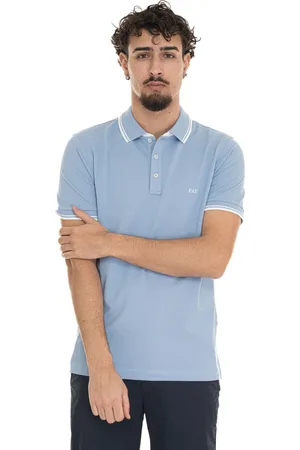 FAY Koszulki, Mężczyzna, Niebieski, 2XL, Polo z Kontrastowymi Profilami i Logo