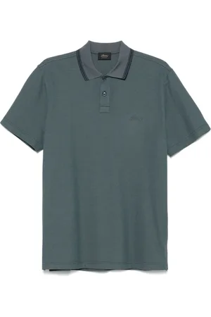 BRIONI Koszulki, Mężczyzna, Szary, 3XL, Gładki Polo z Paskami na Rękawach