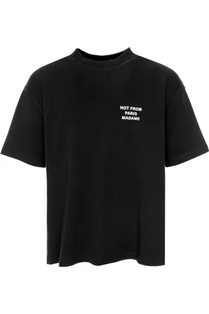 Drôle de Monsieur Koszulki, Mężczyzna, Czarny, S, Bawełna, T-shirt z nadrukiem i prążkowanym dekoltem