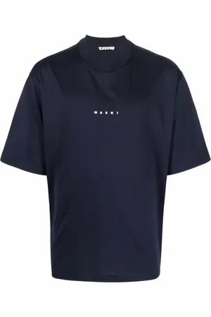 Marni Koszulki, Mężczyzna, Niebieski, S, Niebieski T-shirt z nadrukiem logo z bawełny