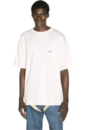 MUGLER Koszulki, Mężczyzna, Biały, S, Bawełna, Bawełniany T-shirt z srebrnymi elementami