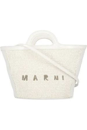 Marni Torebki, Kobieta, Biały, ONE SIZE, Bawełna, Biała torebka z mieszanki bawełny z logo