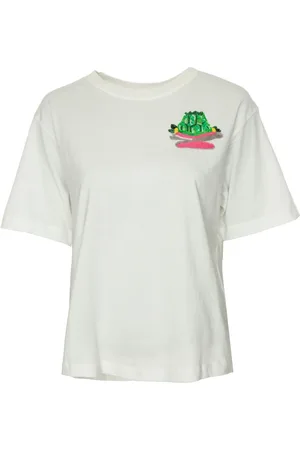 Essentiel Antwerp Koszulki, Kobieta, Biały, S, Bawełna, T-shirt z haftem ciasta