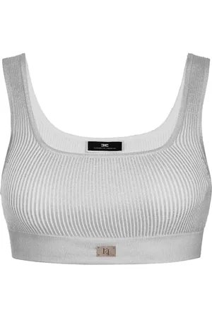 Elisabetta Franchi Koszulki, Kobieta, Szary, L, Silver Top