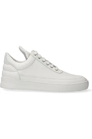 Filling pieces Buty, Mężczyzna, Biały, 42 EU, Skóra, Białe skórzane sneakersy z prążkowaną gumową podeszwą