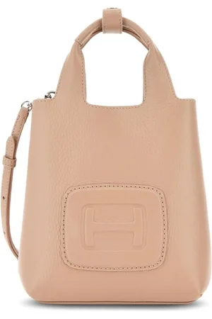 Hogan Torebki, Kobieta, Różowy, ONE SIZE, Skóra, Beżowa skórzana torba typu tote z logo