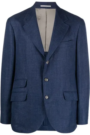 Brunello Cucinelli Kurtki, Mężczyzna, Niebieski, 2XL, Lniana Marynarka