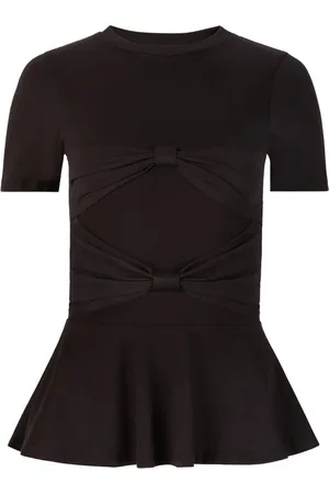 Nina Ricci Koszulki, Kobieta, Czarny, M, Bawełna, T-shirt typu peplum z ozdobną kokardą