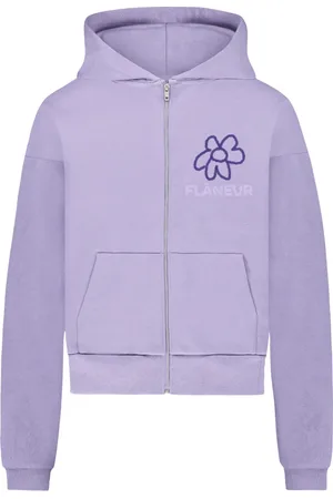 FLÂNEUR Bluzy, Mężczyzna, Fioletowy, S, Fioletowy Flower Doodle Zip-Up Hoodie