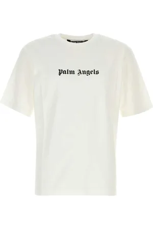 Palm Angels Koszulki, Mężczyzna, Biały, L, Bawełna, Klasyczna koszulka z okrągłym dekoltem i logo