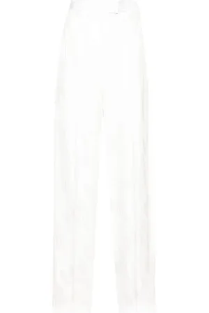 The Attico Spodnie, Kobieta, Biały, 2XS, Satyna, Spodnie z logo