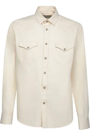 CANALI Koszule, Mężczyzna, Beżowy, L, Bawełna, Elegancka koszula jeansowa o nowoczesnym kroju