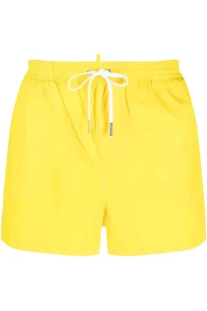 Dsquared2 Stroje kąpielowe, Mężczyzna, Żółty, M, Żółte szorty kąpielowe z logo Icon