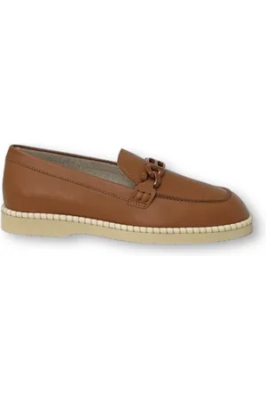 Hogan Buty, Kobieta, brązowy, 37 1/2 EU, Skóra, Sandały Mokasyny z Paskiem