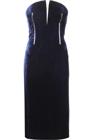 Tom Ford Sukienki, Kobieta, Niebieski, S, Rayon, Sukienka z aksamitu z wzmocnionym gorsetem