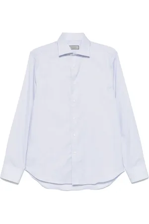 CANALI Koszule, Mężczyzna, Niebieski, 2XL, Bawełna, Błękitna koszula w kratę z długim rękawem