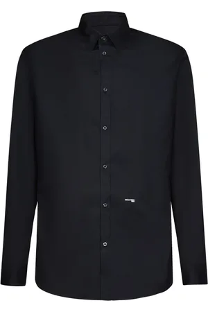 Dsquared2 Koszule, Mężczyzna, Czarny, L, Bawełna, Czarna koszula z elastycznej popeliny