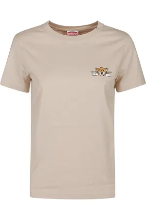 Kenzo Koszulki, Kobieta, Beżowy, M, Szczęśliwy Tygrys Klasyczny T-shirt