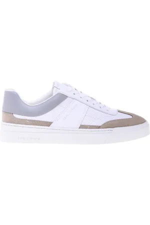 BALDININI Buty, Mężczyzna, Biały, 43 EU, Beige suede and stamped leather trainer