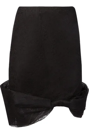 Nina Ricci Spódnice, Kobieta, Czarny, S, Spódnica midi z koronką i kokardą