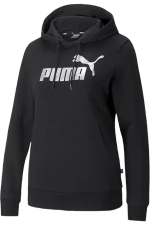 PUMA Bluzy, Kobieta, Czarny, XS, Metallic Logo Hoodie TR, Czarny