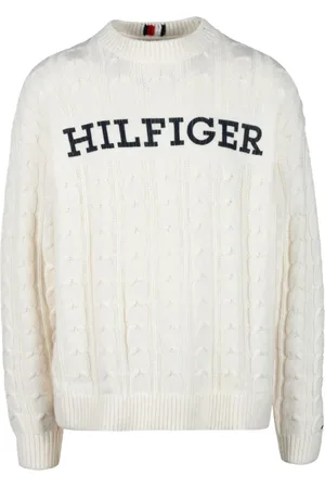 Tommy Hilfiger Swetry, Mężczyzna, Biały, XL, Sweter z mieszanki wełny