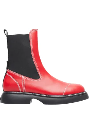 Ganni Buty, Kobieta, Czerwony, 38 EU, Bawełna, Codzienne botki Chelsea Mid