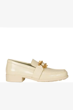 Bottega Veneta Buty, Kobieta, Beżowy, 36 EU, Mokasyny skórzane z elementami złotej biżuterii
